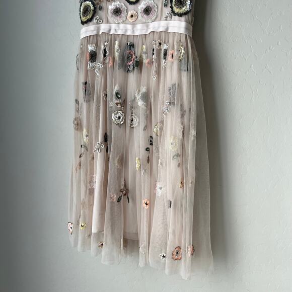Needle & Thread Dress Woodland Floral Embellished Tulle Pastel Pink Minidress 2 - Picture 5 of 14